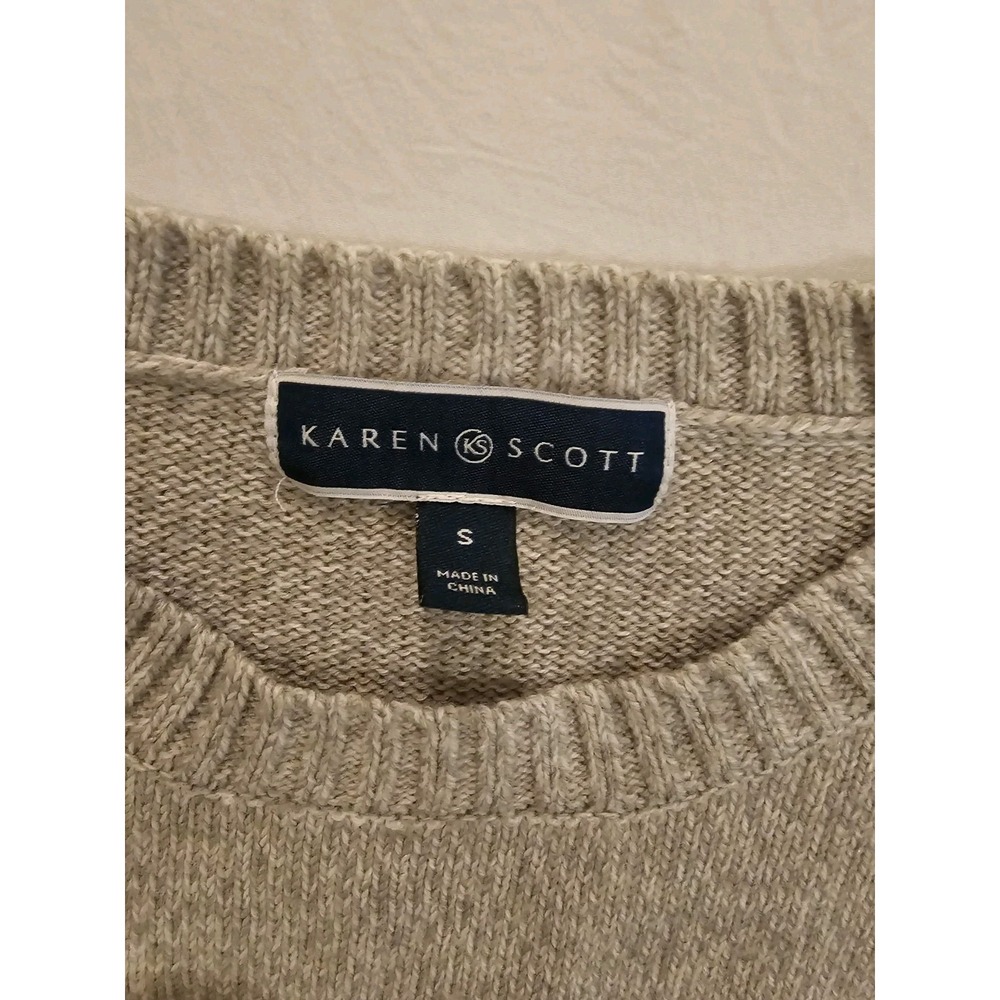 Karen Scott Polar Bear Sweater Women S Grey Plaid Hat 3D Pom Pom Holiday - Picture 2 of 5
